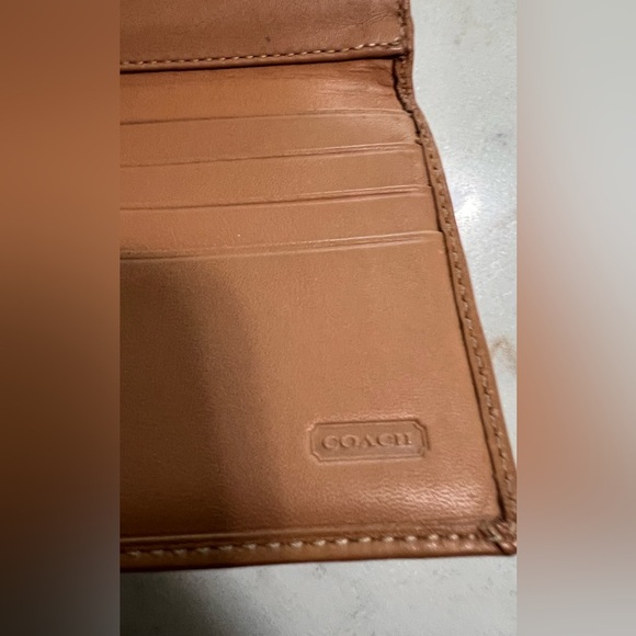 COACH Brown Monogram Fold Over Wallet - 3 Bill Pocket, Zip Pocket, 12 Card Slots - Picture 4 of 11